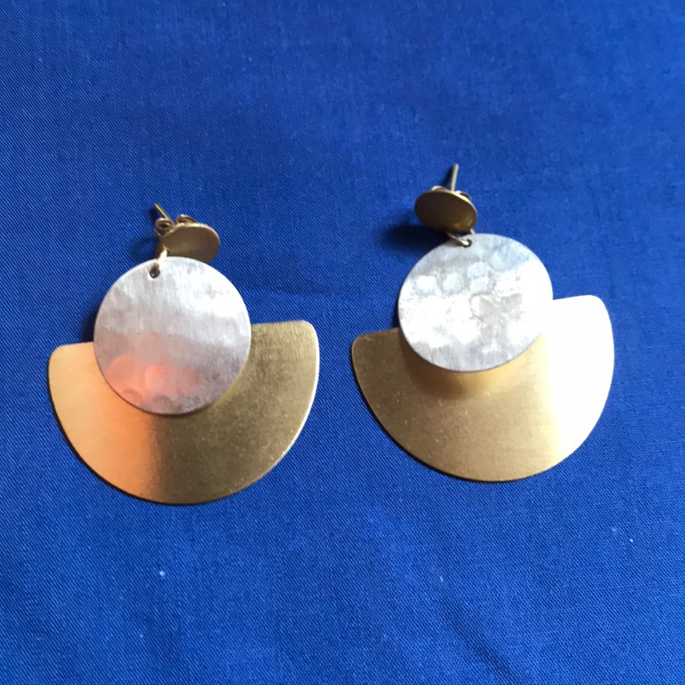 Two-Tone Oval Shaped Earrings